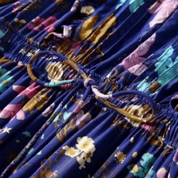 Floral Ruffle Long Sleeve Fall Boho Mini Dress - Picture 4 of 6